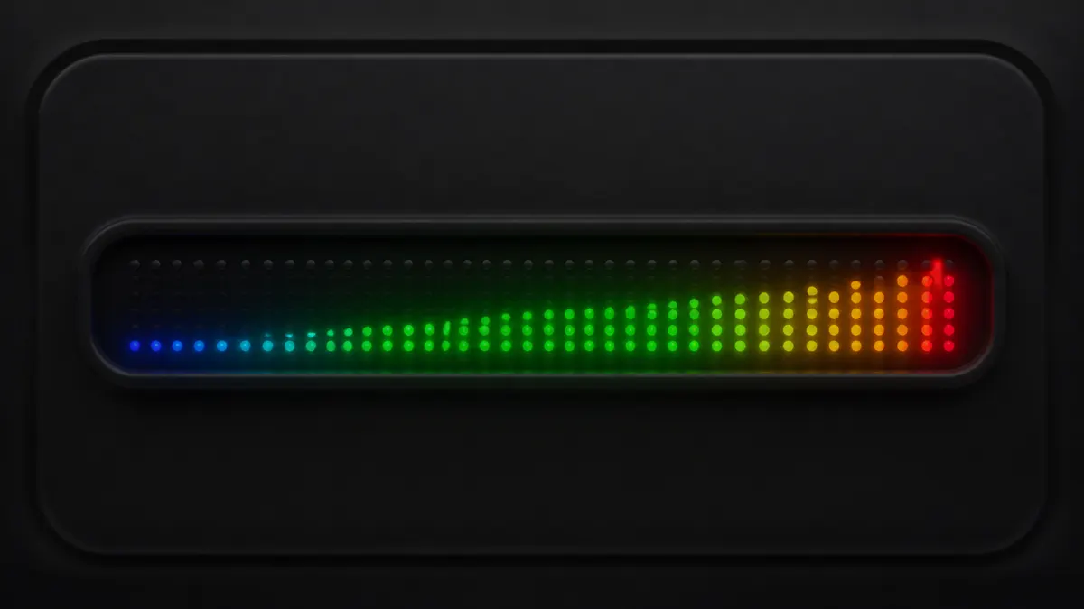A horizontal decibel scale from 10 to 110 with small icons for breathing, a whisper, conversation, a vacuum cleaner and a siren, and a snore waveform sitting across the middle.